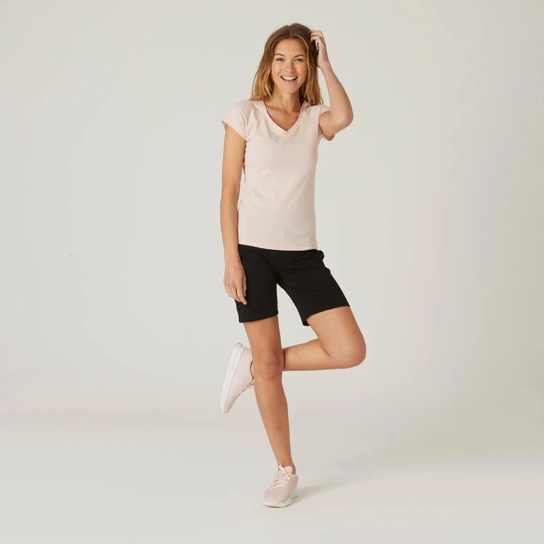 Short Coton Fitness Fit  Coupe droite Noir