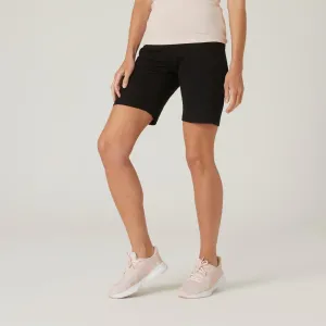 Short Coton Fitness Fit  Coupe droite Noir