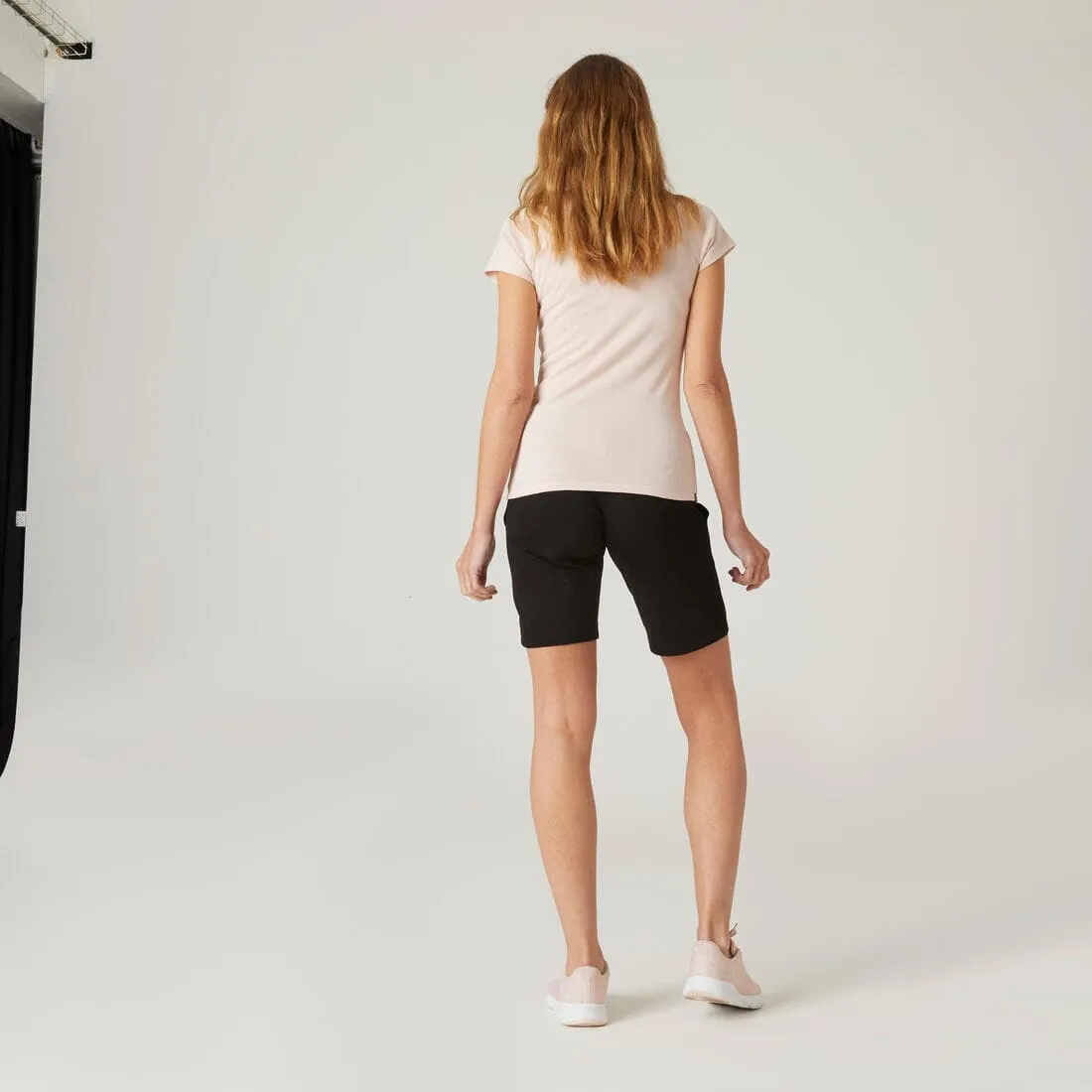 Short Coton Fitness Fit  Coupe droite Noir