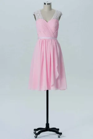 Short Pink Chiffon A-line Bridesmaid Dress