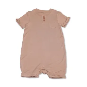 Silkberry Baby Boys Bamboo Short Sleeve Romper w/Buttons - Maple Sugar