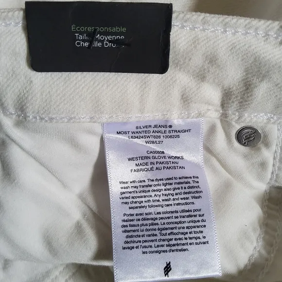 Silver Jeans Co. Most Wanted Mid Rise Ankle Straight Crop Eco Friendly Jeans 28