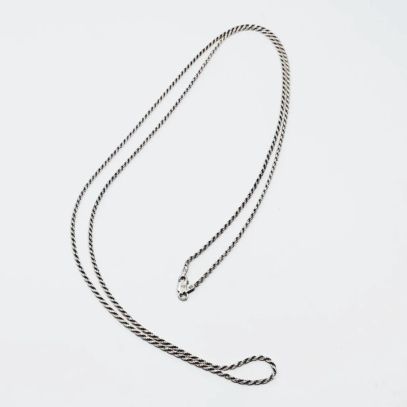 Silver Rope Chain 3' 36" Long Necklace Sterling 925