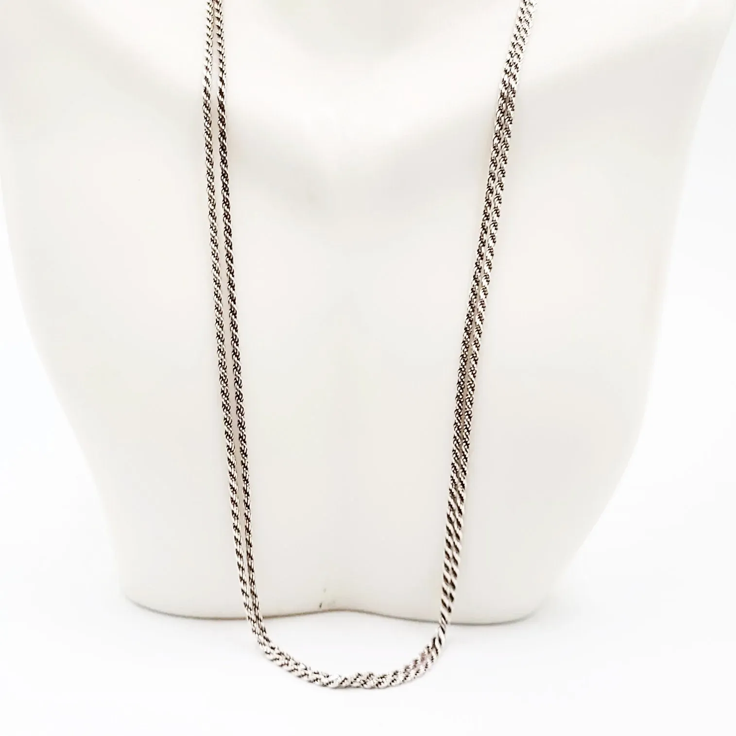 Silver Rope Chain 3' 36" Long Necklace Sterling 925
