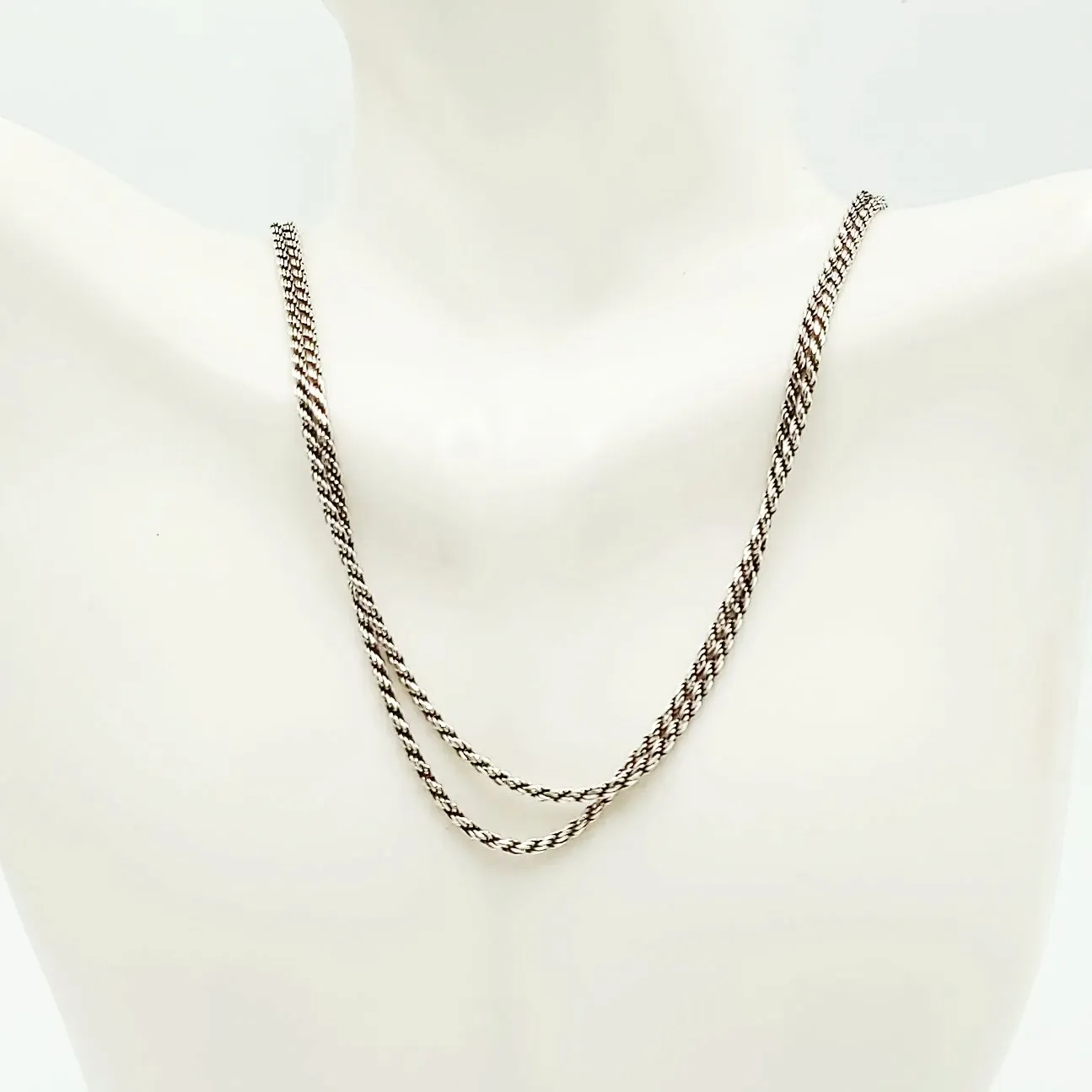 Silver Rope Chain 3' 36" Long Necklace Sterling 925