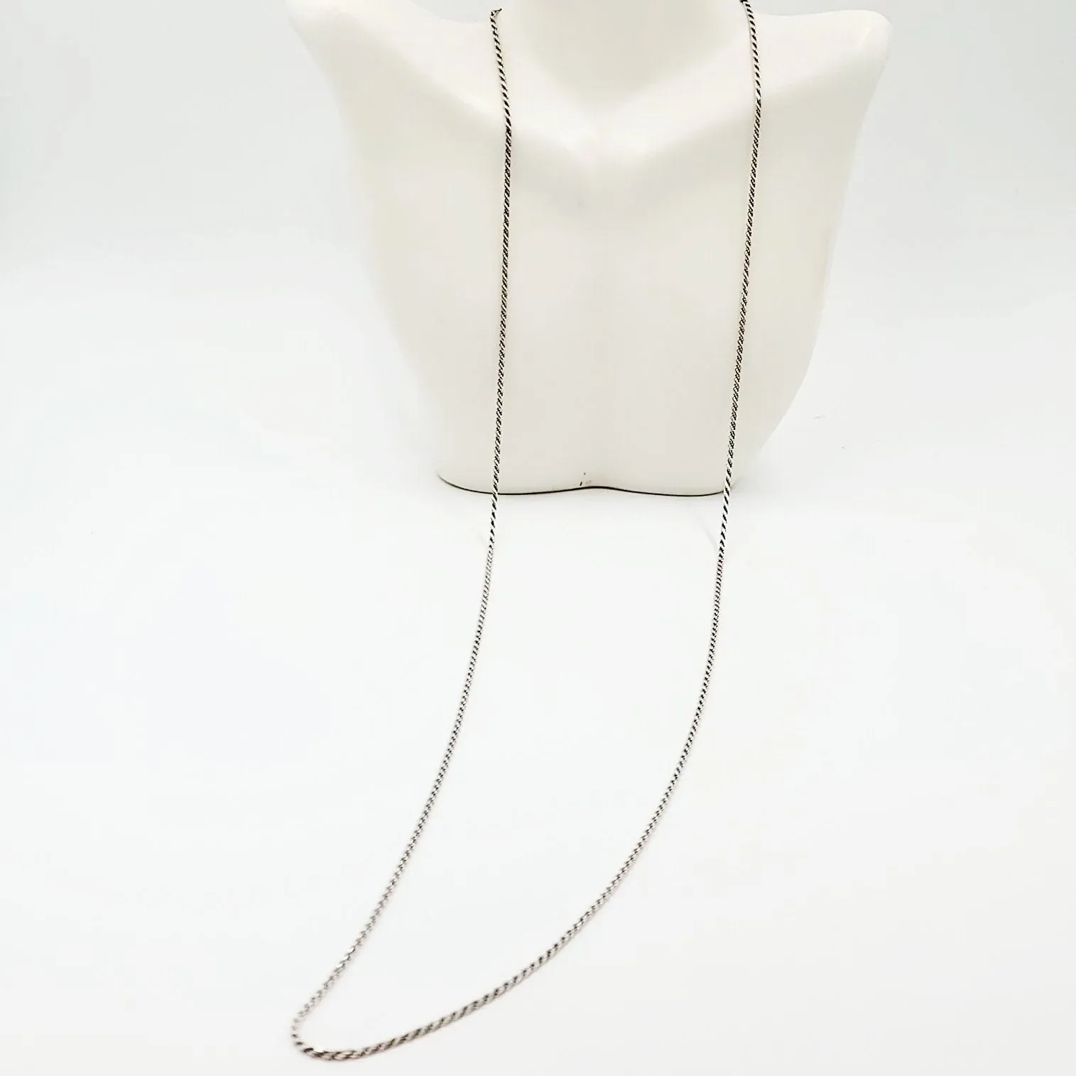 Silver Rope Chain 3' 36" Long Necklace Sterling 925