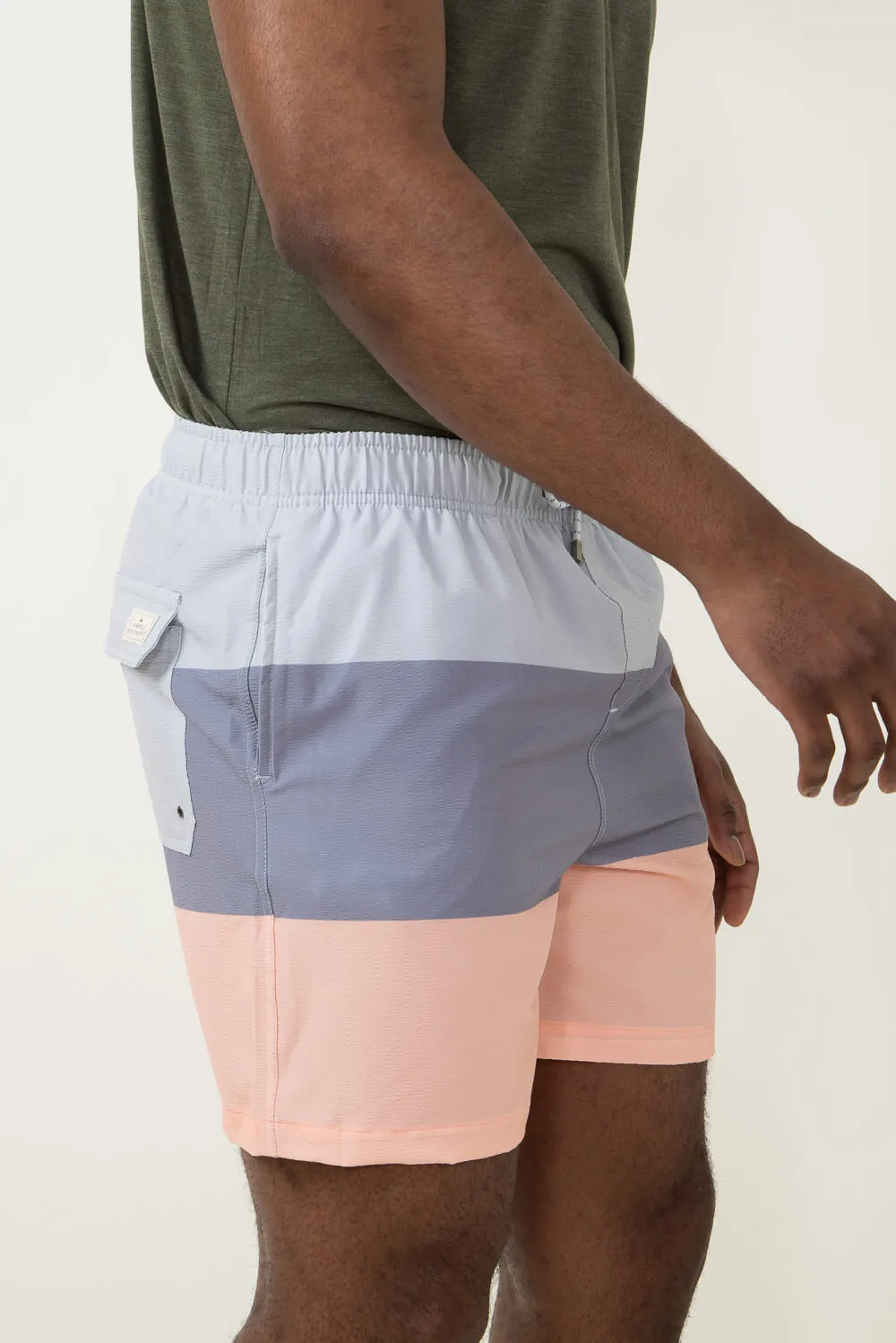 Simply Southern Tricolor Swim Shorts for Men in Peach | PP-0124-MN-SWIMSHORT-PEACH