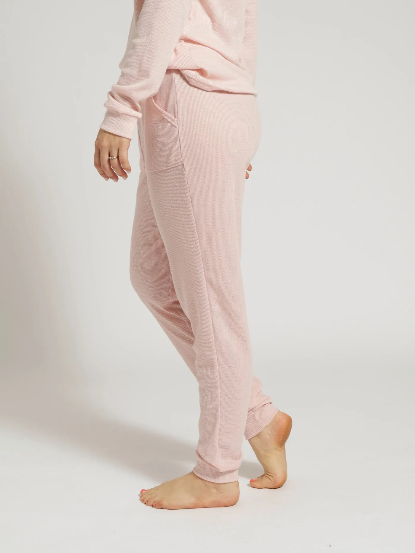 Single Textured Waffle PJ Pants - Pink