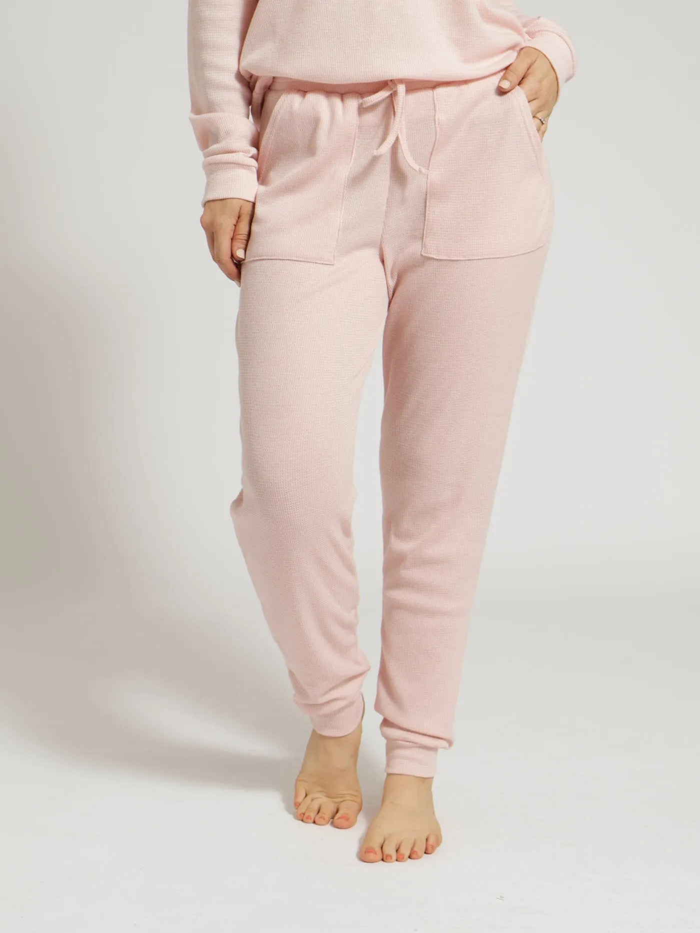 Single Textured Waffle PJ Pants - Pink