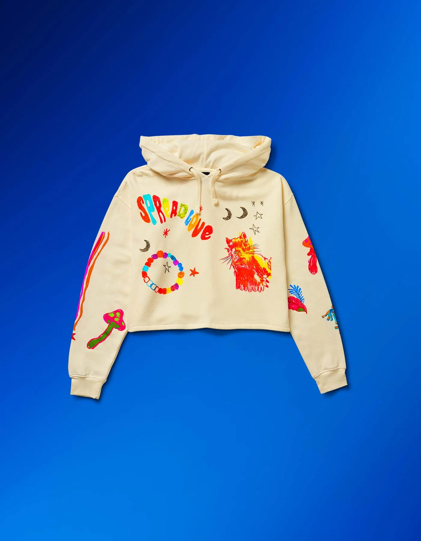 Sketch Love Crop Hoodie