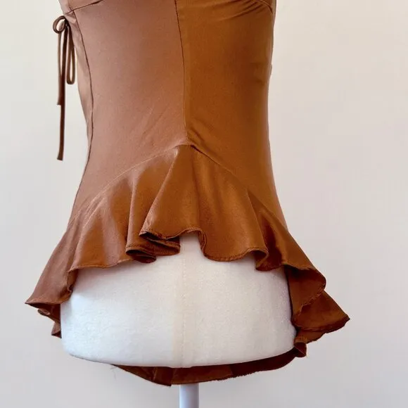 SKIMS bronze silk teddy bodysuit