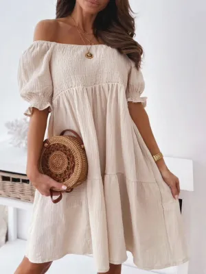 Smocked Off-Shoulder Mini Dress S-XL