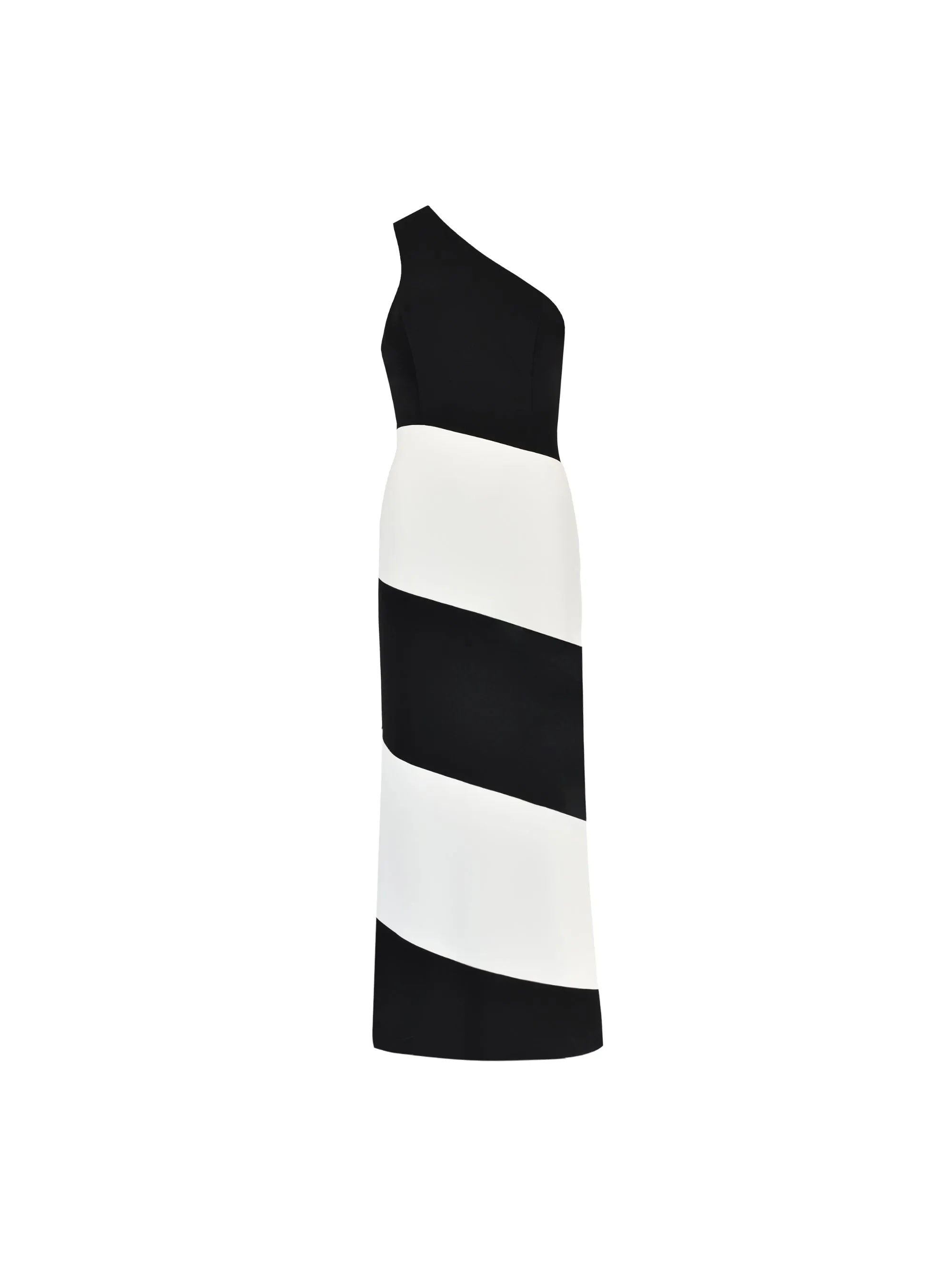 Sofia Mono Stripe One Shoulder Maxi Dress