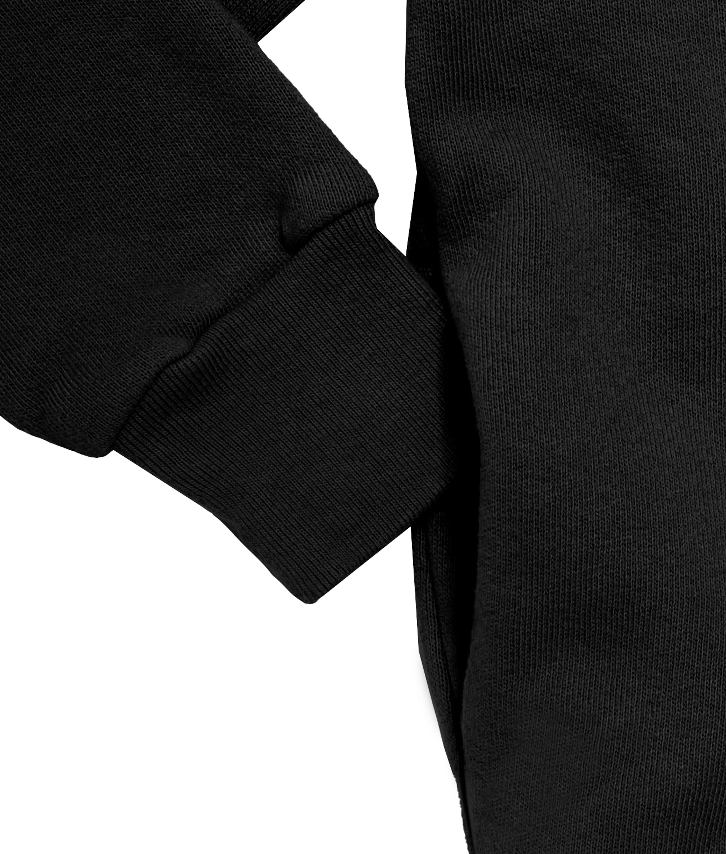 Soft & Cozy 100% Cotton Fleece Zip Hoodie with Inner Pockets | Black