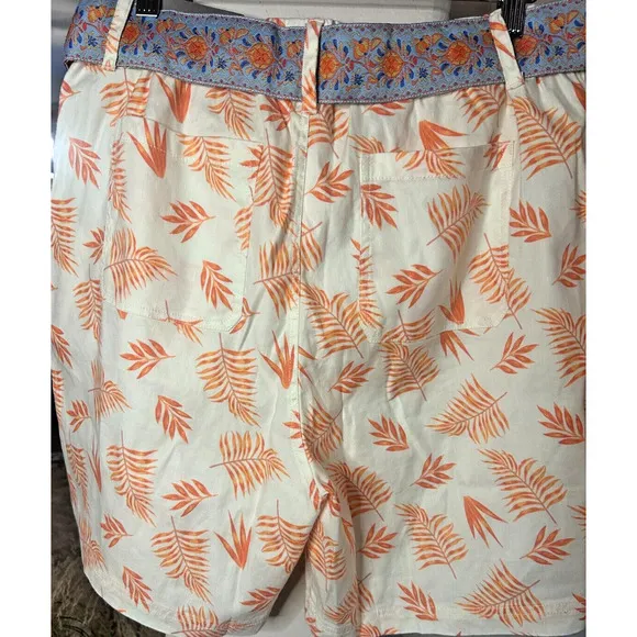 Soft Surroundings Shorts 29 Linen High Rise 42x7.5 Leaf Tie Cruise NWT ⭐BOGO⭐