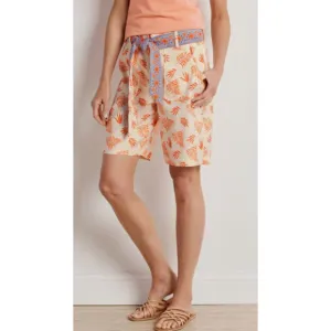 Soft Surroundings Shorts 29 Linen High Rise 42x7.5 Leaf Tie Cruise NWT ⭐BOGO⭐