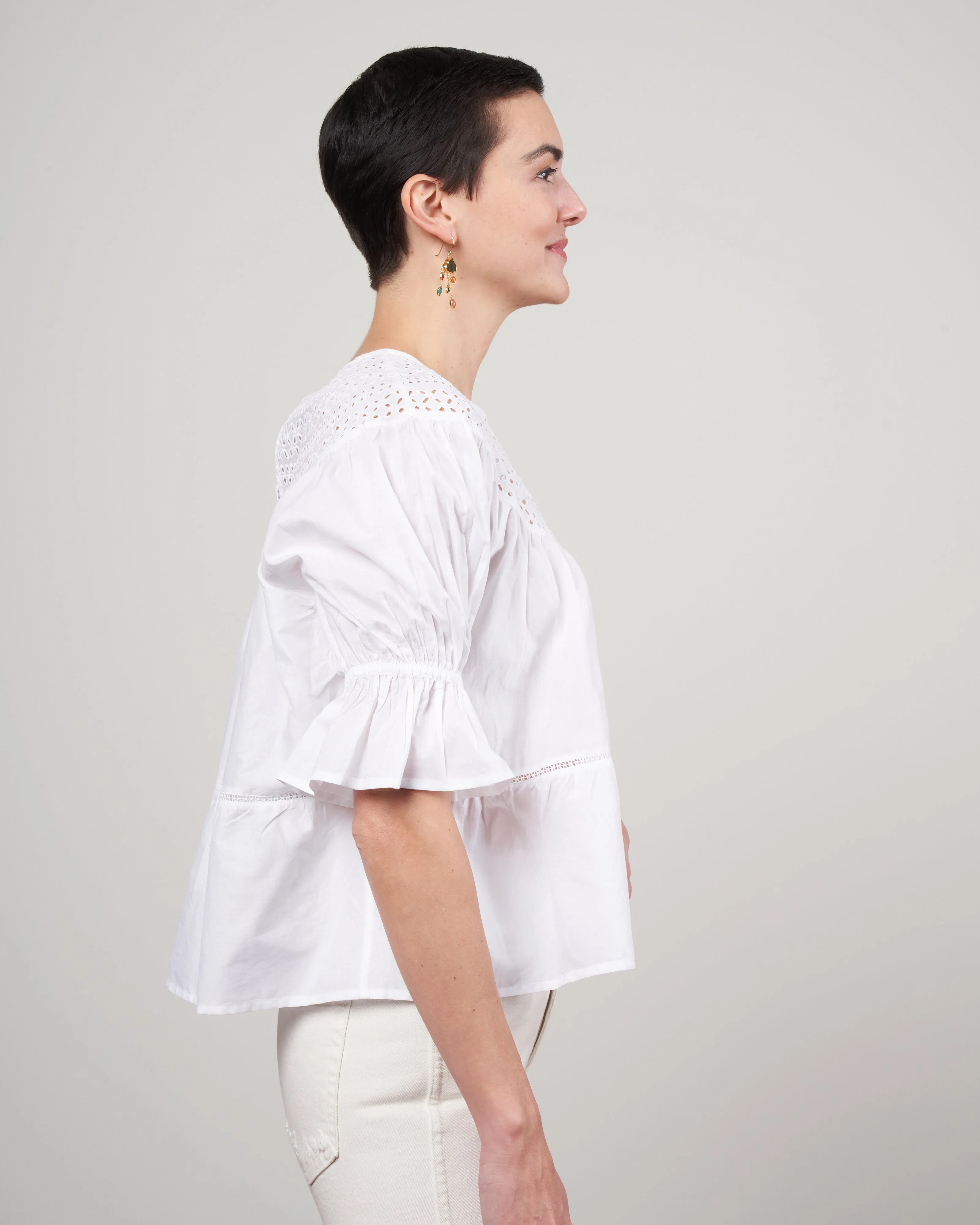 sol eyelet blouse - white