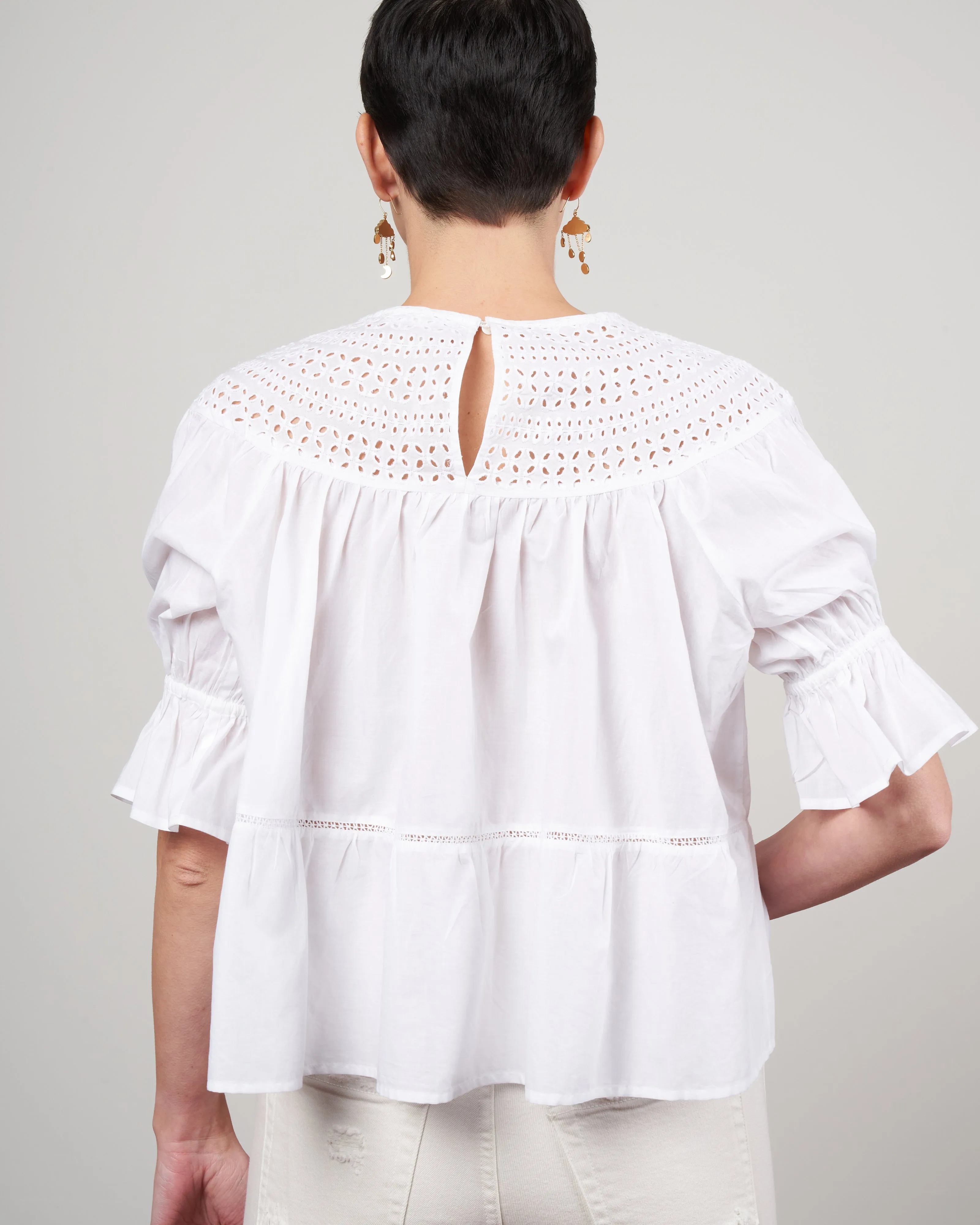 sol eyelet blouse - white