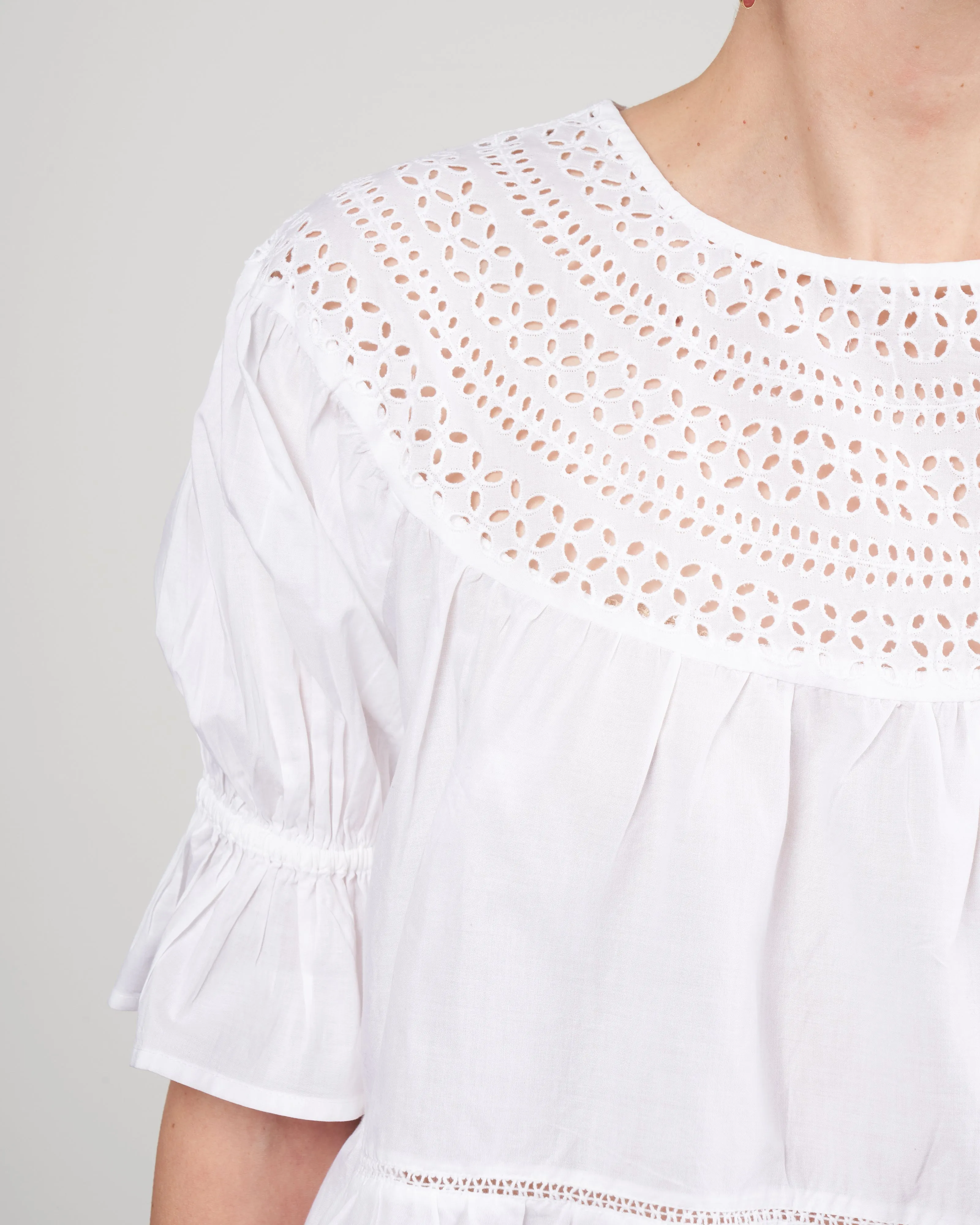 sol eyelet blouse - white