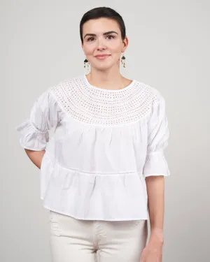 sol eyelet blouse - white