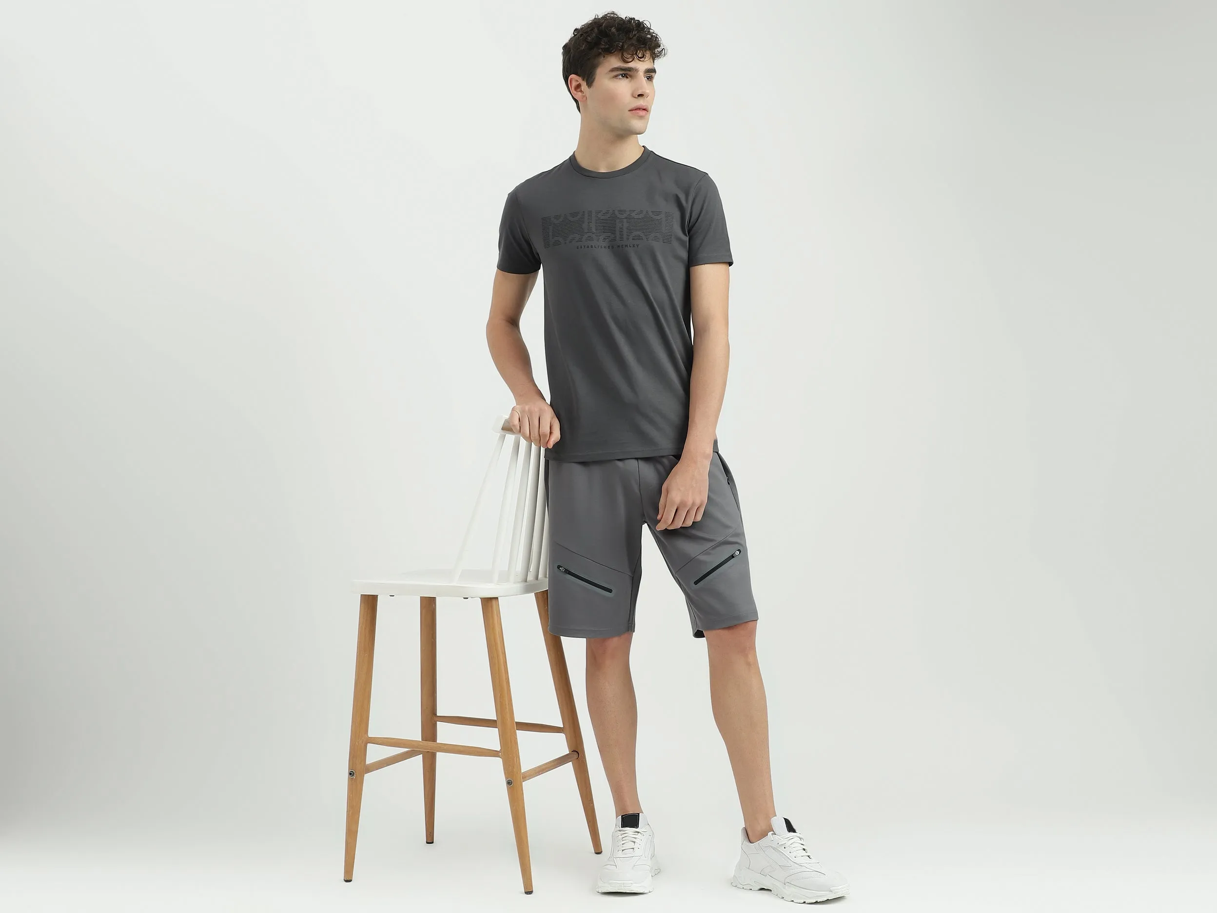 Solid Regular Fit Mid Waist Shorts