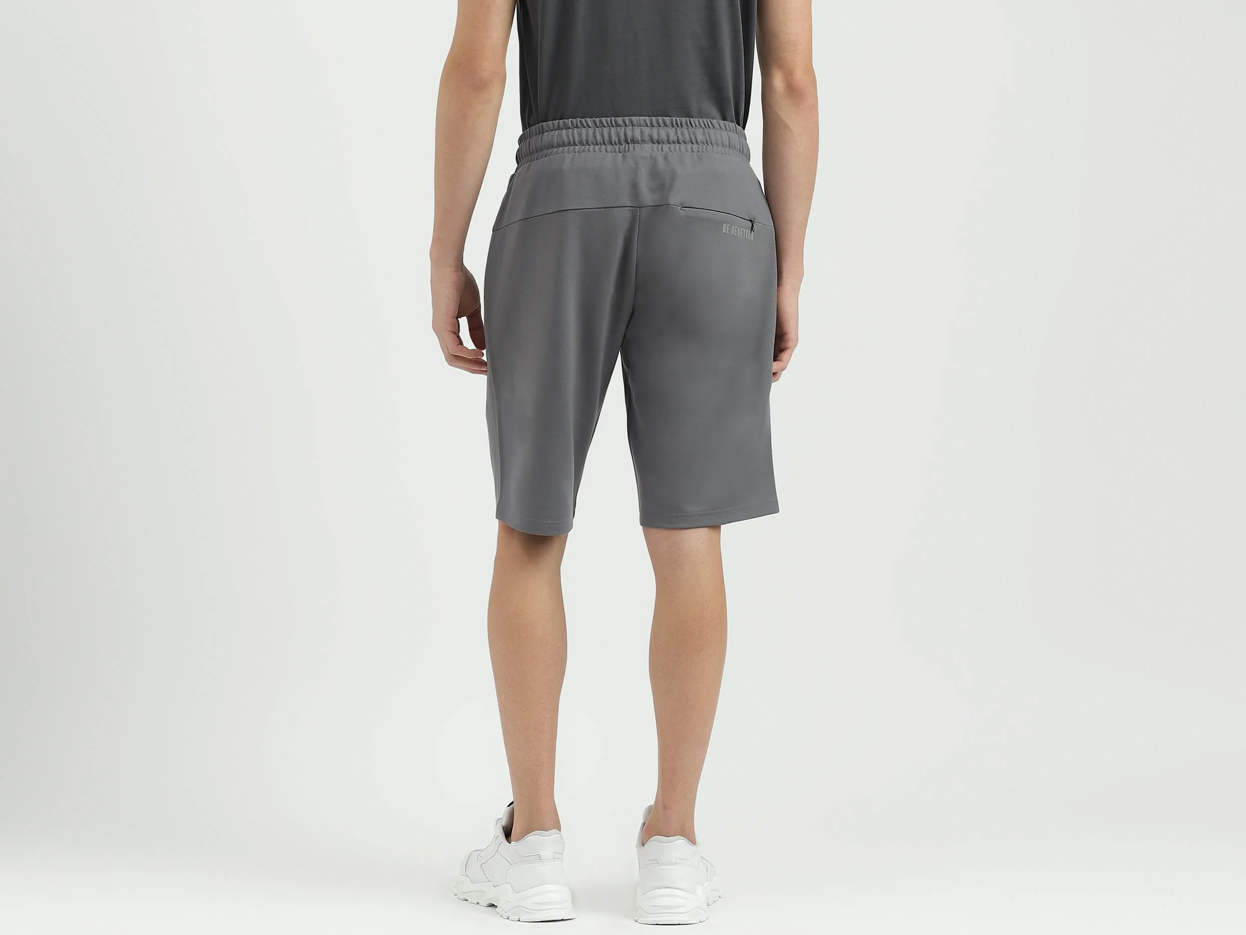Solid Regular Fit Mid Waist Shorts