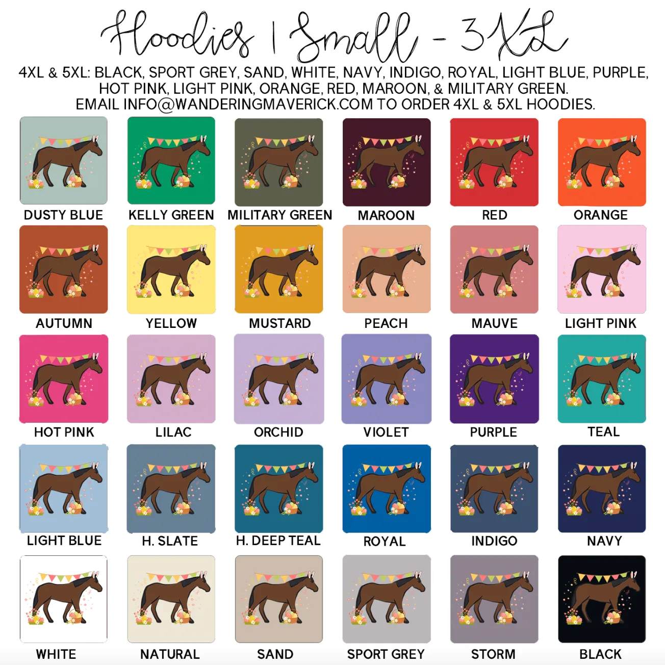 Spring Easter Horse Hoodie (S-3XL) Unisex - Multiple Colors!