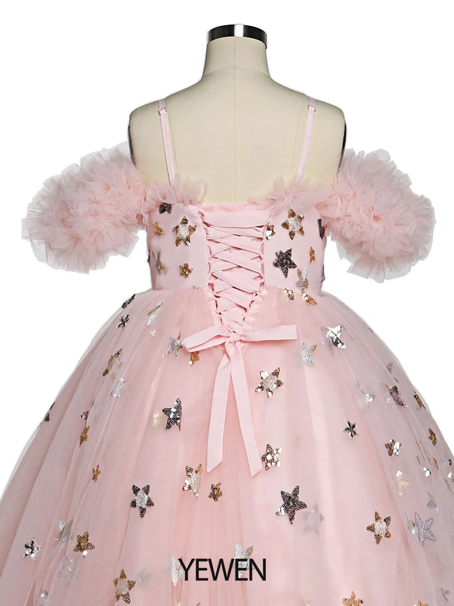 Star Tulle Girls Party Dresses for Weddings Birthday Children Photo Shoot Dress Baby Shower Gown YEWEN