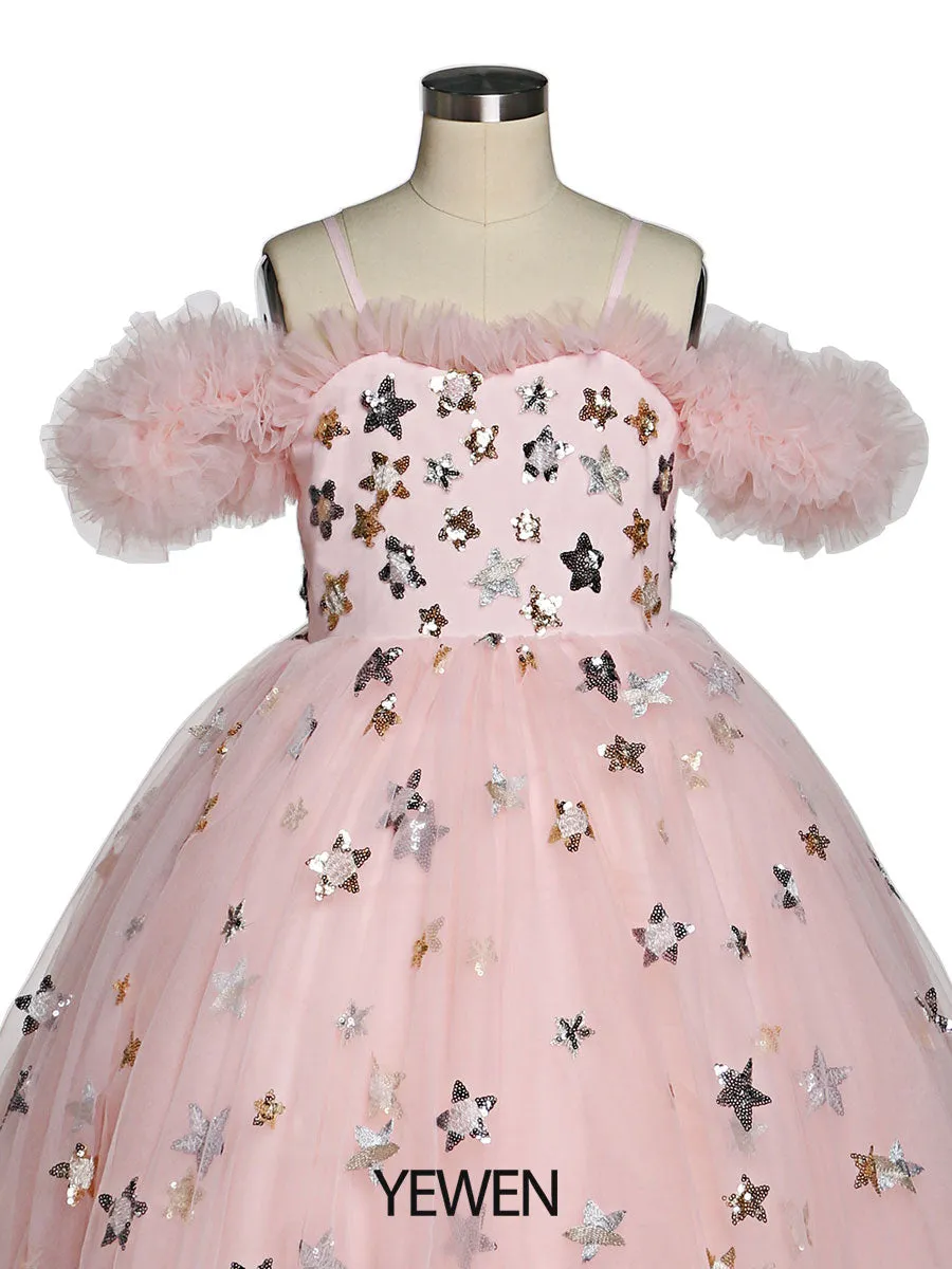 Star Tulle Girls Party Dresses for Weddings Birthday Children Photo Shoot Dress Baby Shower Gown YEWEN