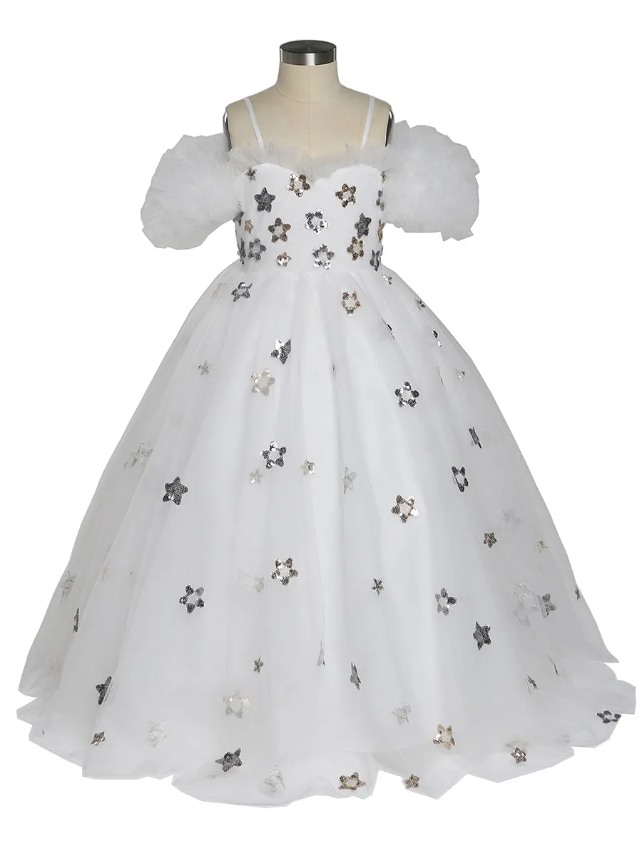 Star Tulle Girls Party Dresses for Weddings Birthday Children Photo Shoot Dress Baby Shower Gown YEWEN