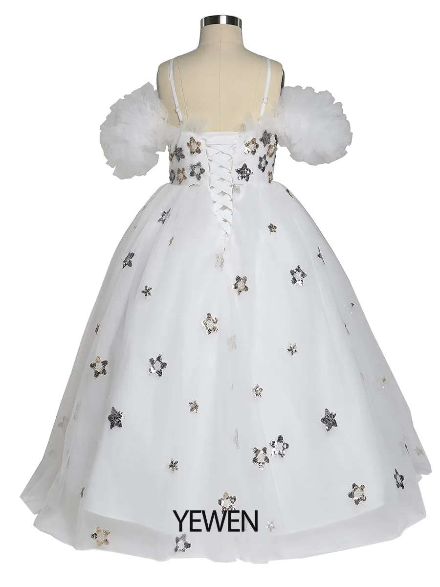 Star Tulle Girls Party Dresses for Weddings Birthday Children Photo Shoot Dress Baby Shower Gown YEWEN