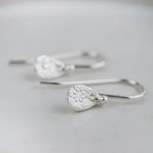 Sterling Silver Mini Textured Teardrop Earrings
