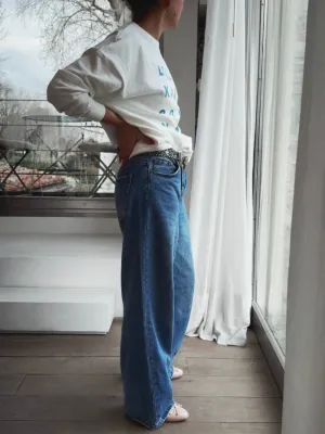 STRAIGHT LOOSE JEANS MID WAIST - BLUE
