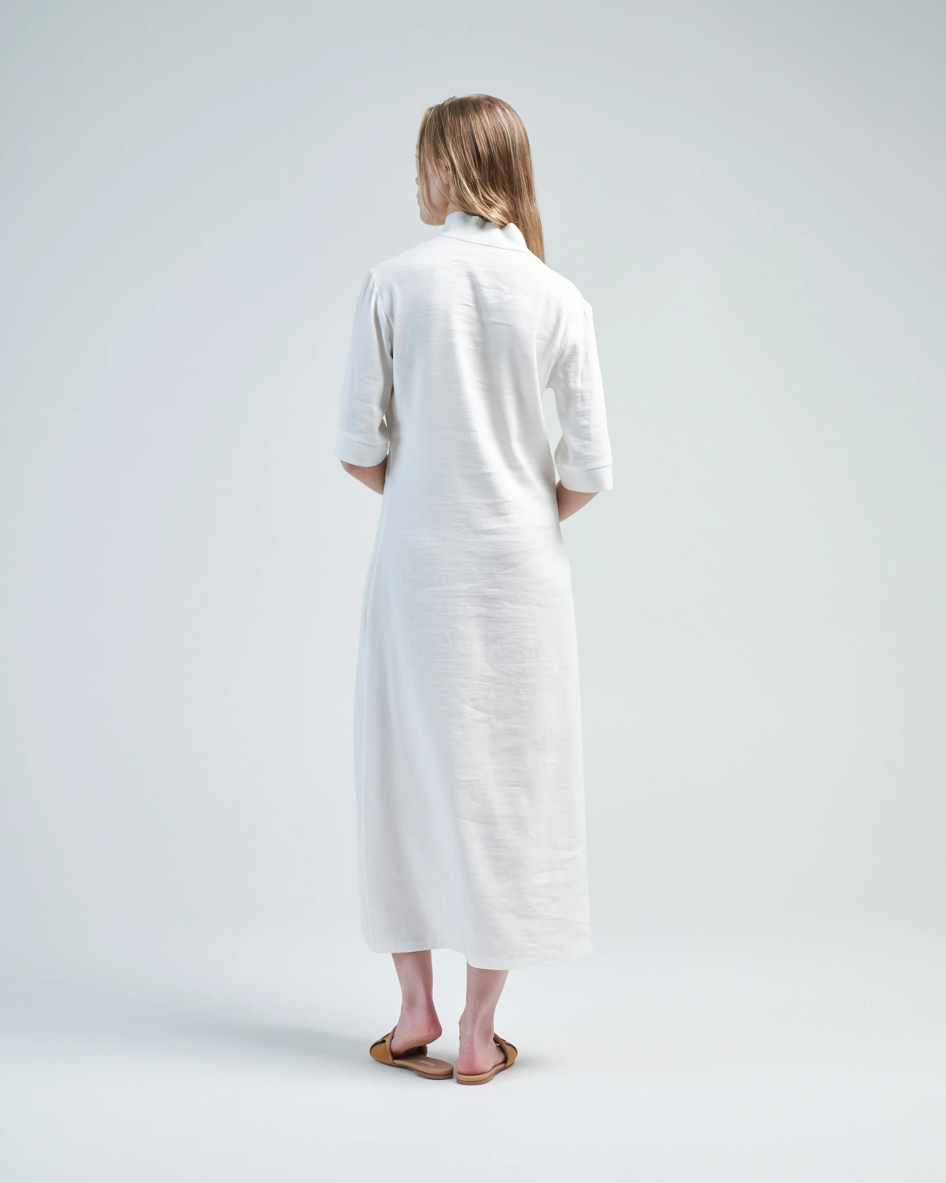 stretch linen casa dress