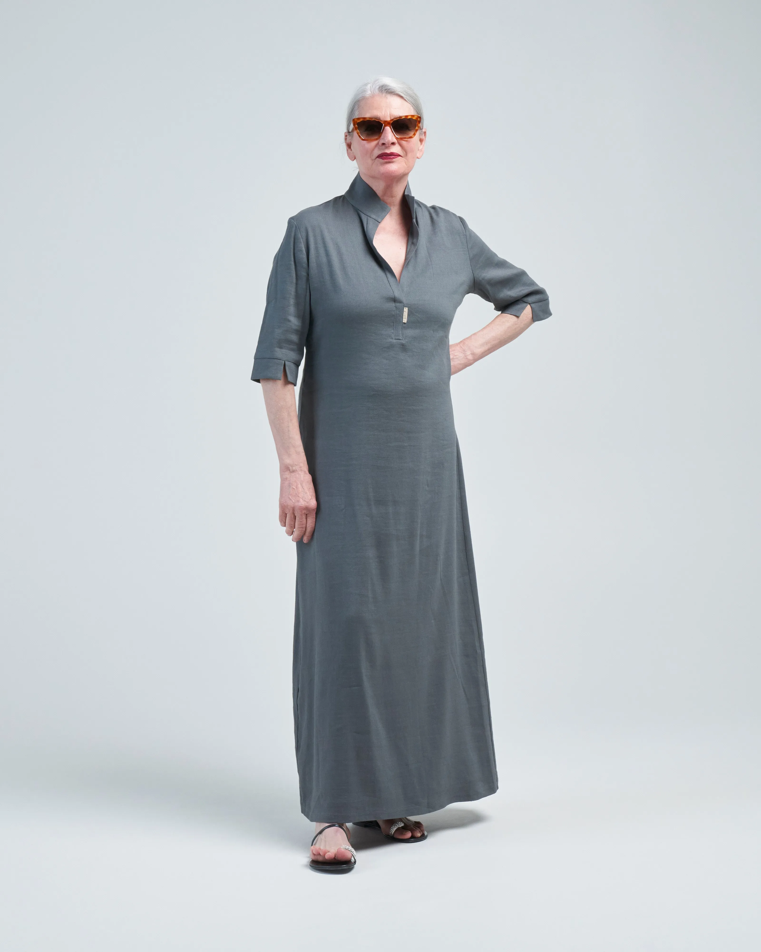 stretch linen casa dress