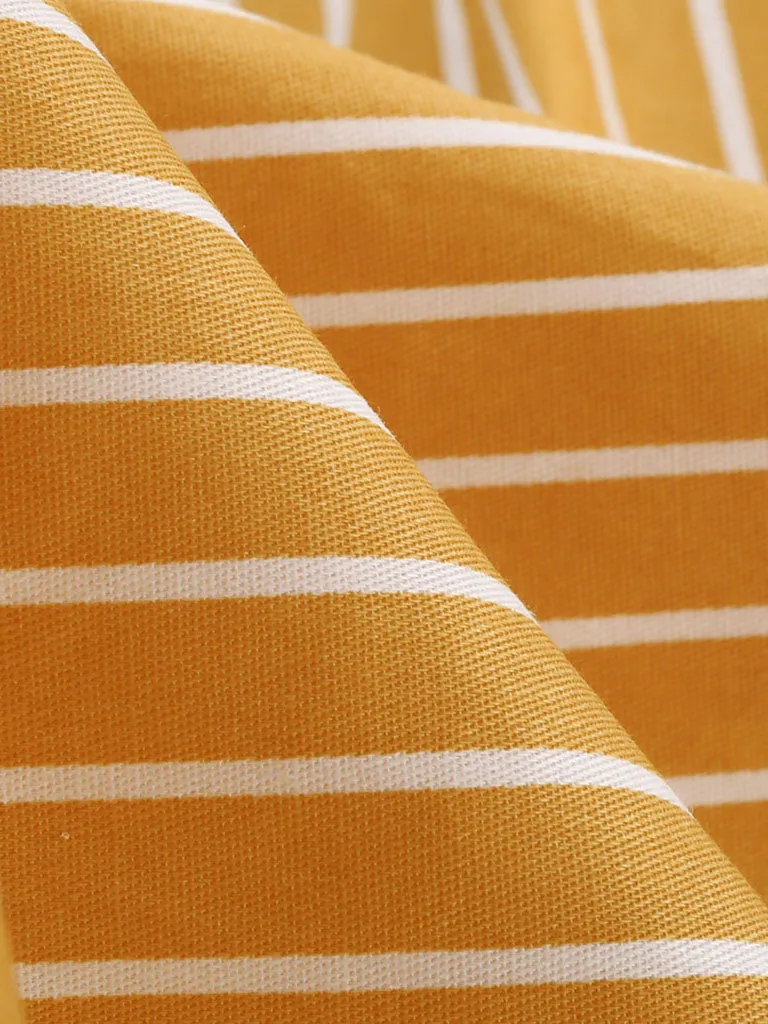 Stripe Square Collar 1950S Dress With Pockets