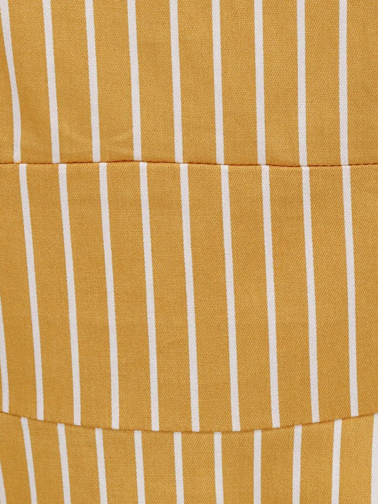 Stripe Square Collar 1950S Dress With Pockets