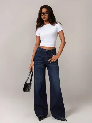 Stylish Low-Rise Wide-Leg Jeans for Women | Vintage Y2K Denim