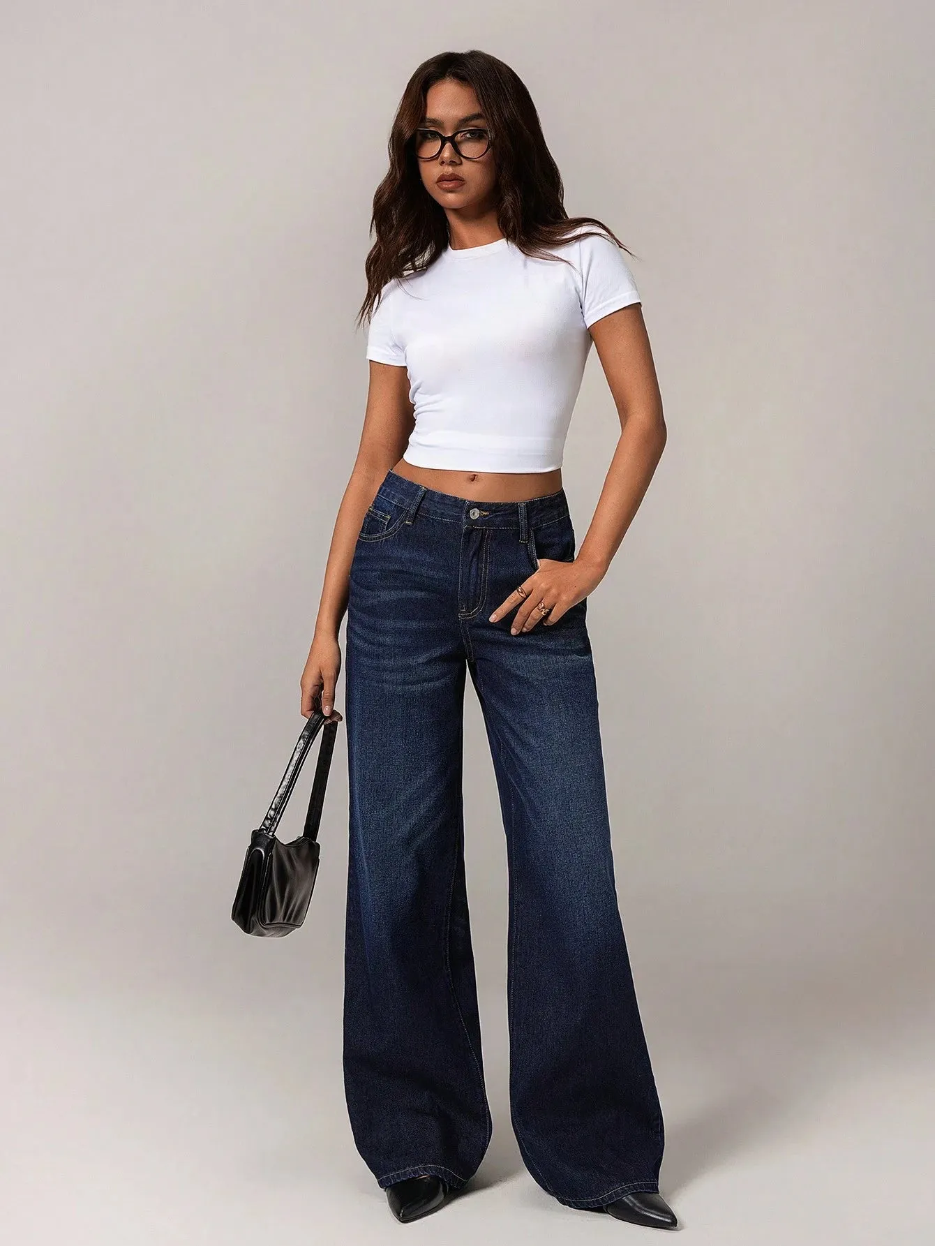 Stylish Low-Rise Wide-Leg Jeans for Women | Vintage Y2K Denim