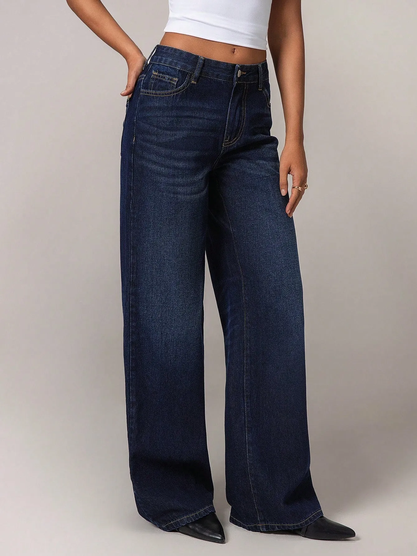 Stylish Low-Rise Wide-Leg Jeans for Women | Vintage Y2K Denim