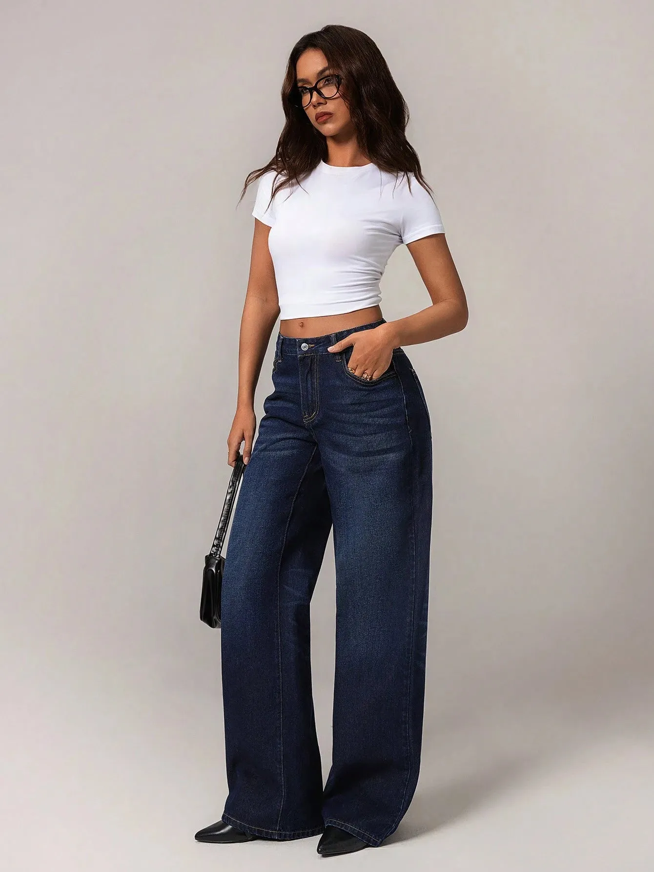 Stylish Low-Rise Wide-Leg Jeans for Women | Vintage Y2K Denim