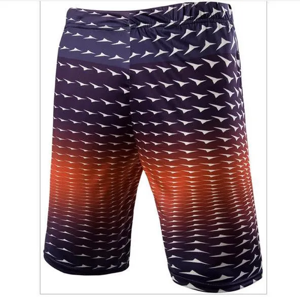 Summer European and American High- Men's Fashion Mixed Colors Geometric Stitching Casual Beach Shorts