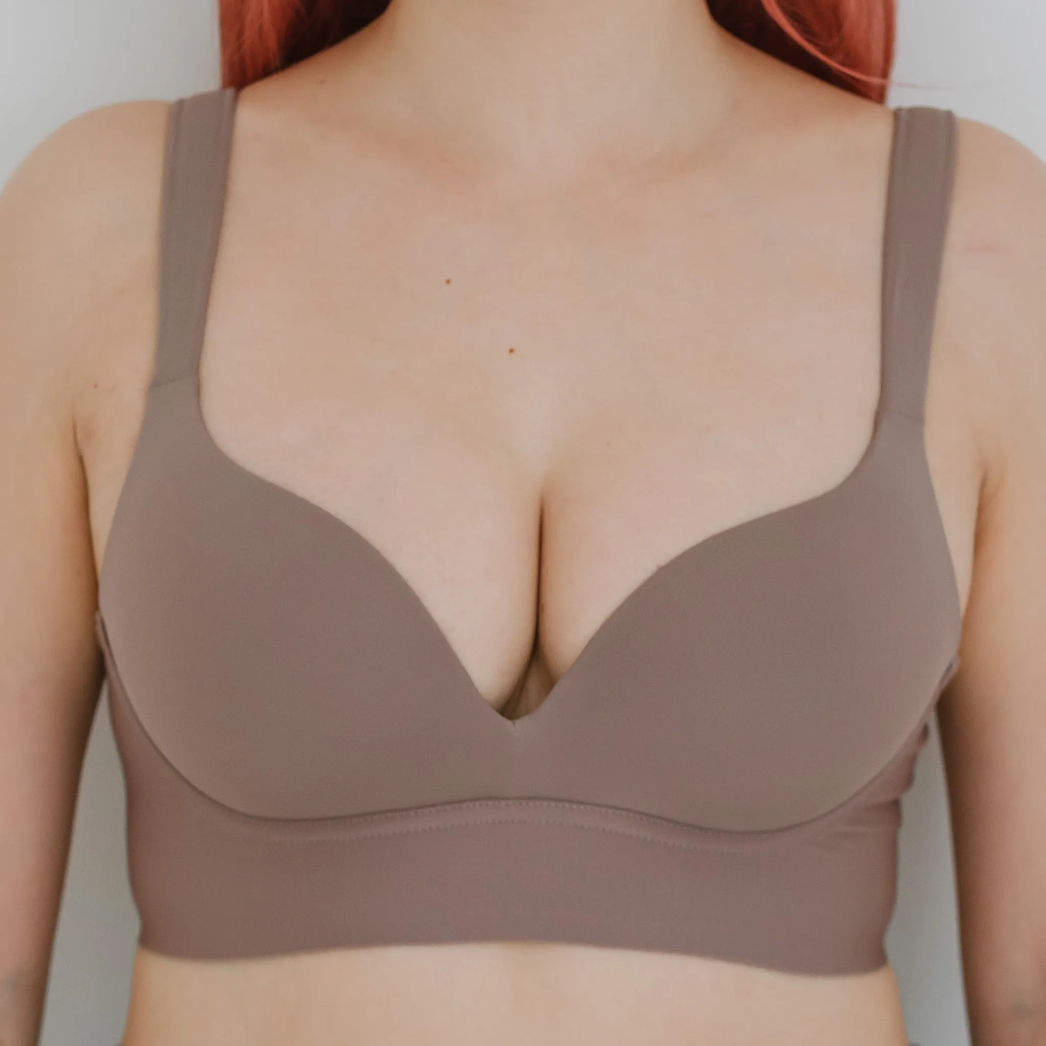 Support Plus! Low-Plunge U-Back Wireless Bra in Mauve Buttercream