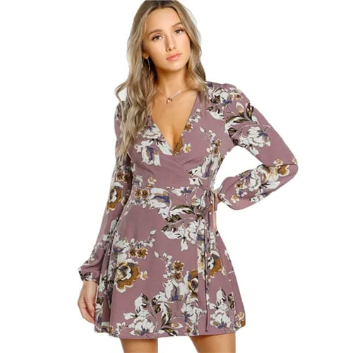 Surplice Wrap Floral Dress
