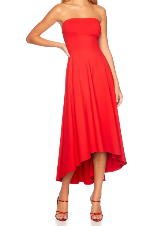 Susana Monaco Carryover Mesh	Tube High Low Dress -Perfect Red