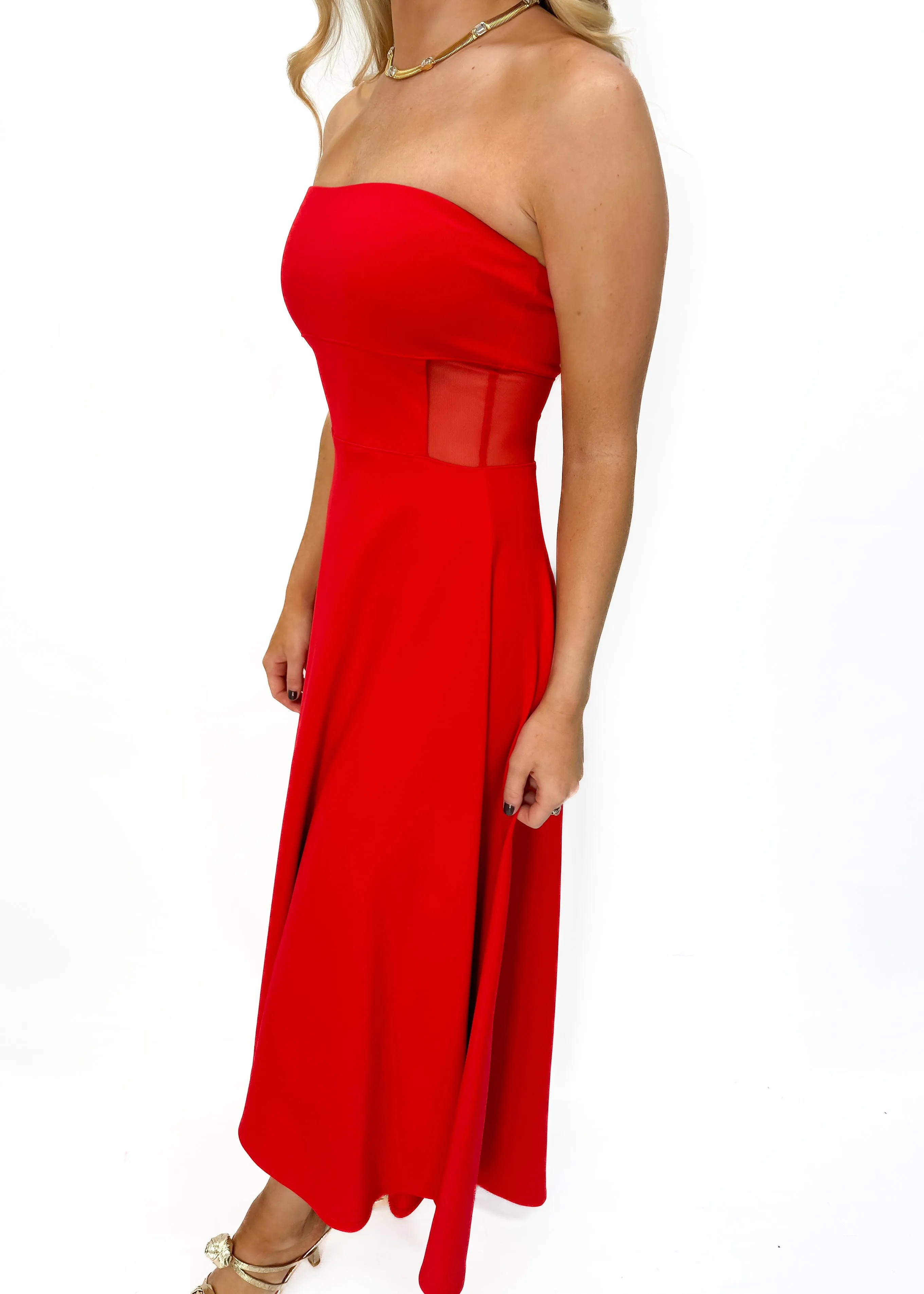 Susana Monaco Carryover Mesh	Tube High Low Dress -Perfect Red