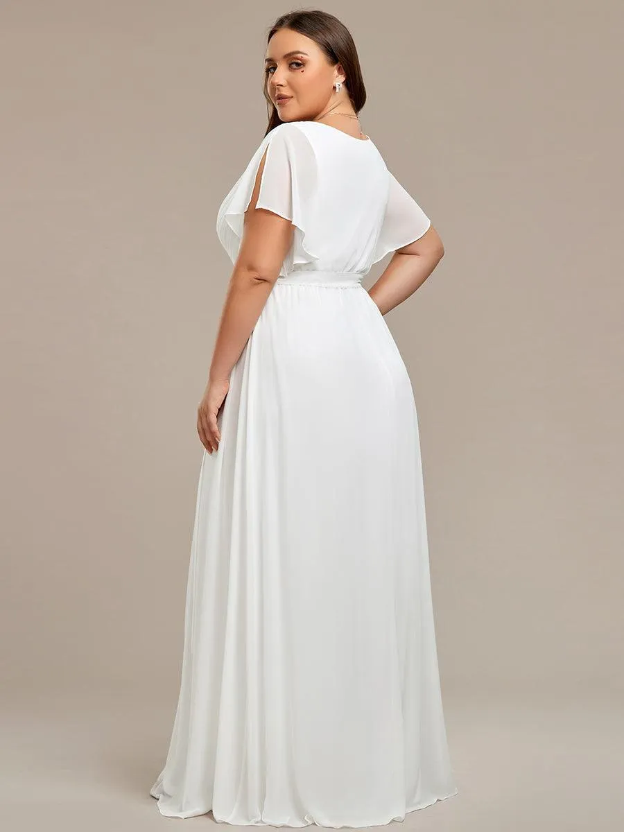 Taille personnalisée Robe de soirée en mousseline de soie à encolure en V