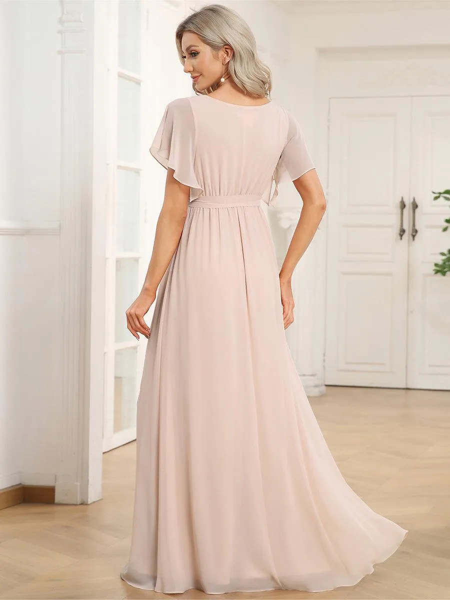 Taille personnalisée Robe de soirée en mousseline de soie à encolure en V