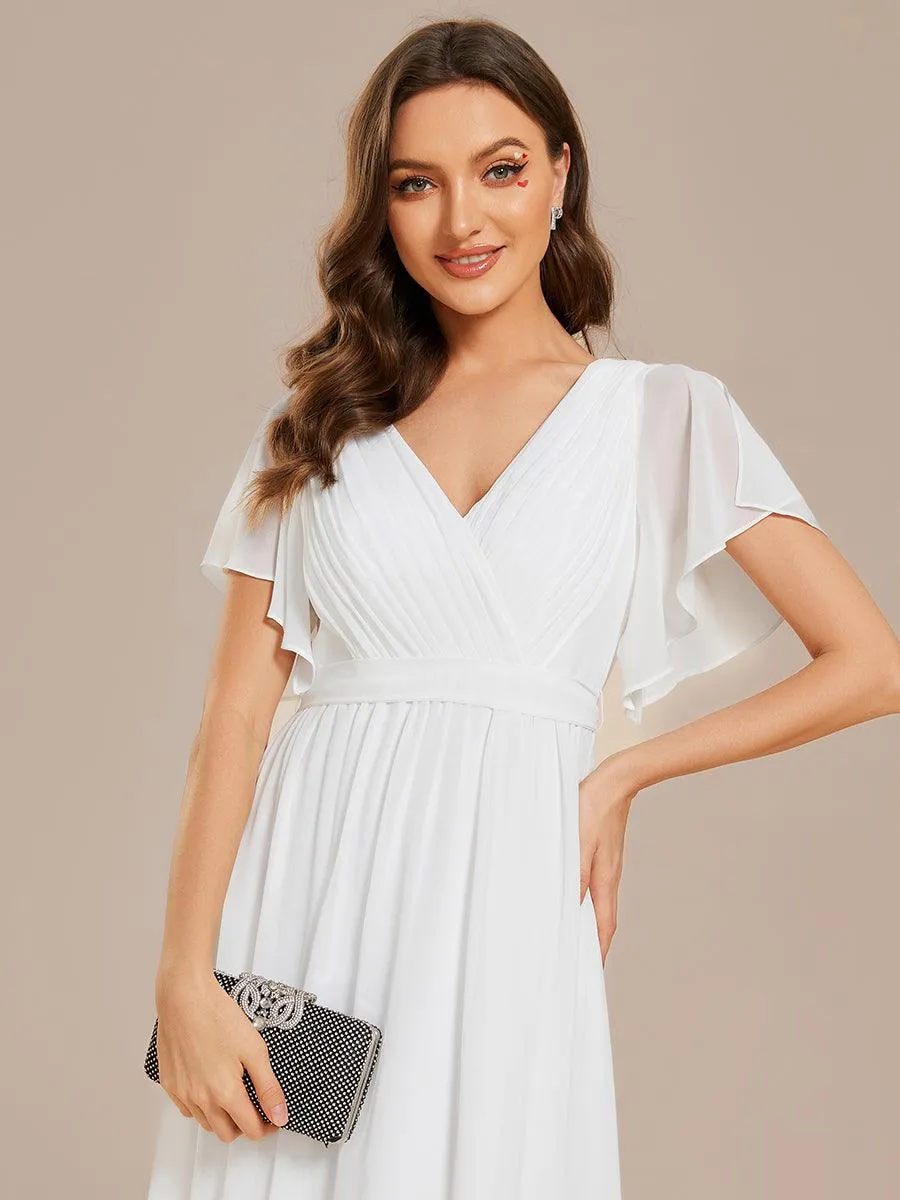 Taille personnalisée Robe de soirée en mousseline de soie à encolure en V