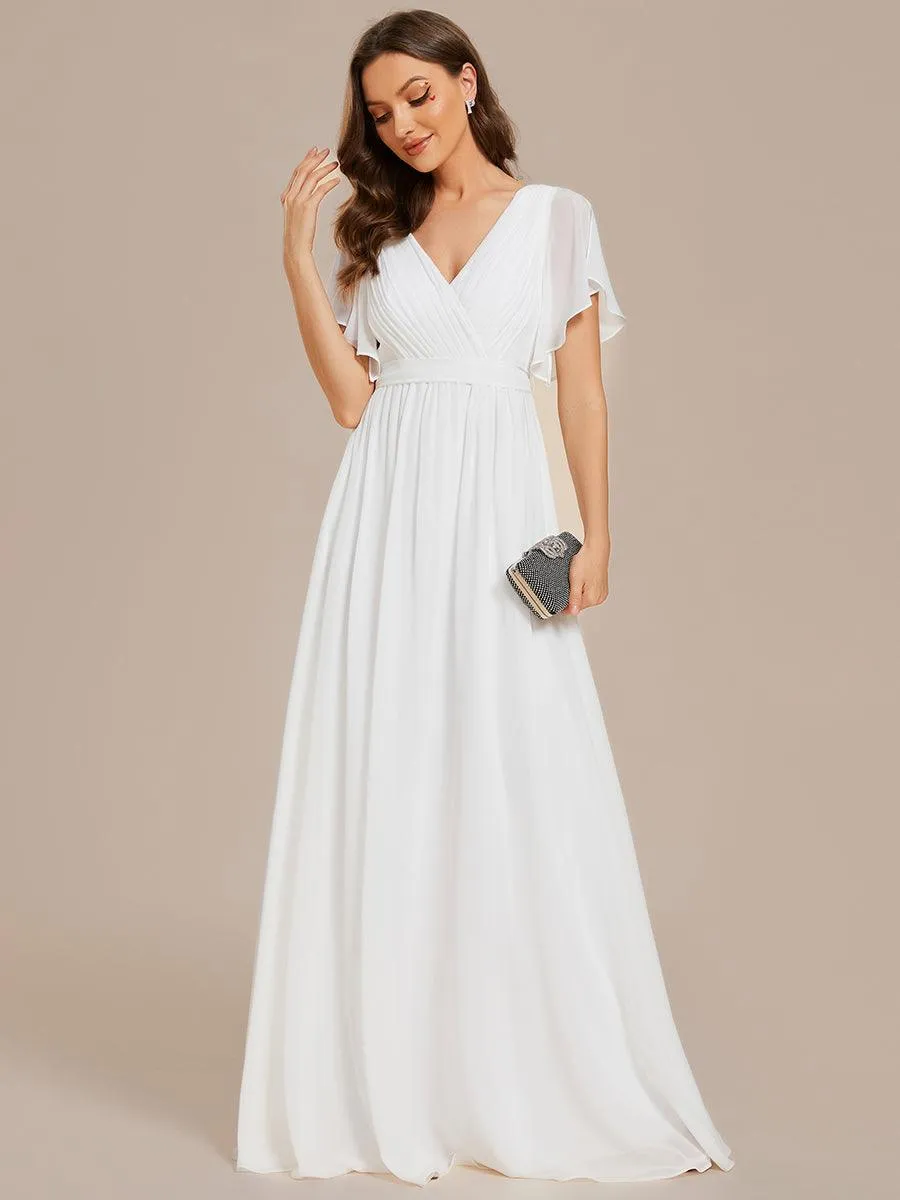 Taille personnalisée Robe de soirée en mousseline de soie à encolure en V